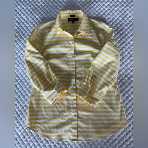 Jones New York Yellow and White Casual Button Down Shirt - Picture 8 of 12